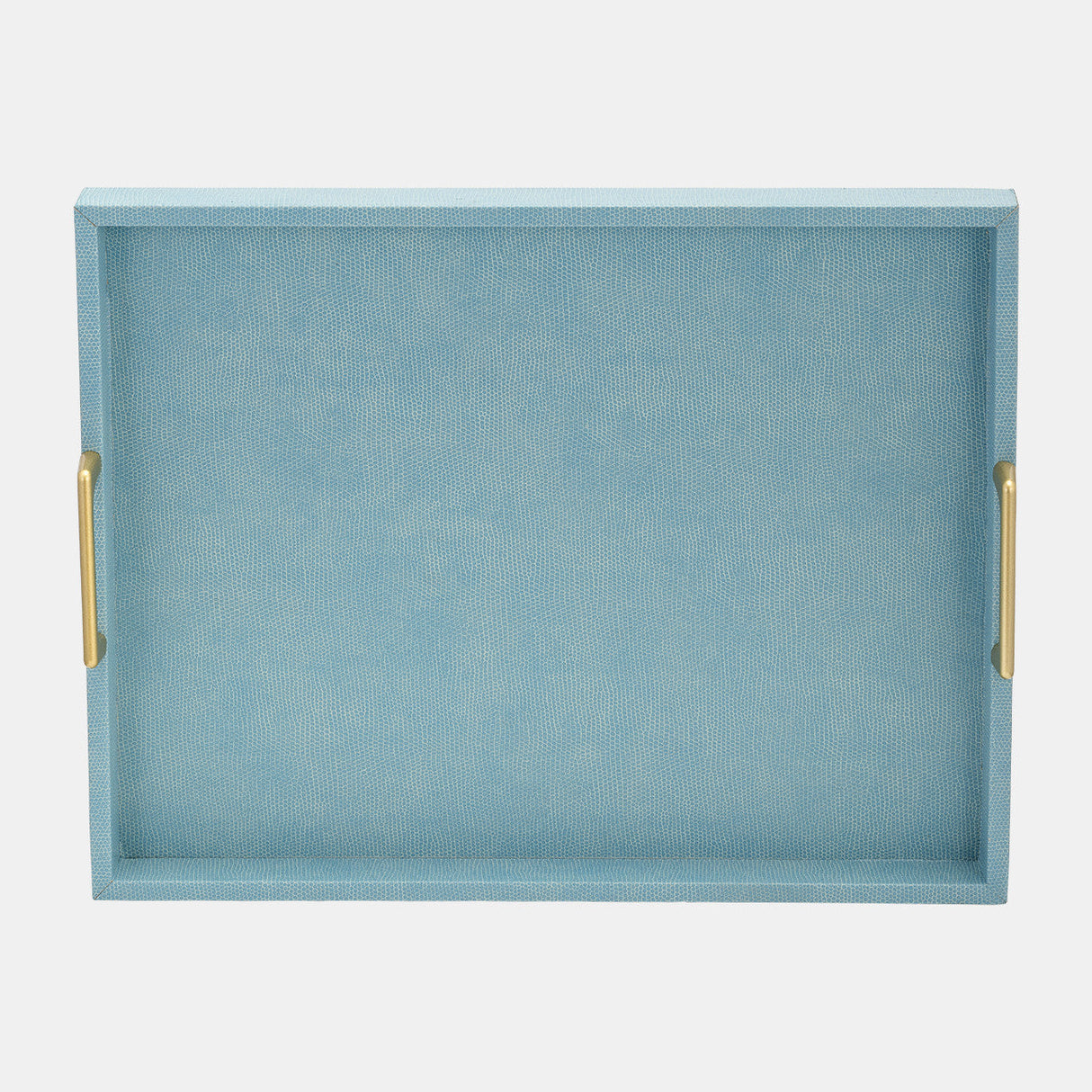 S/2 16/18"l Faux Snakeskin Trays, Aqua