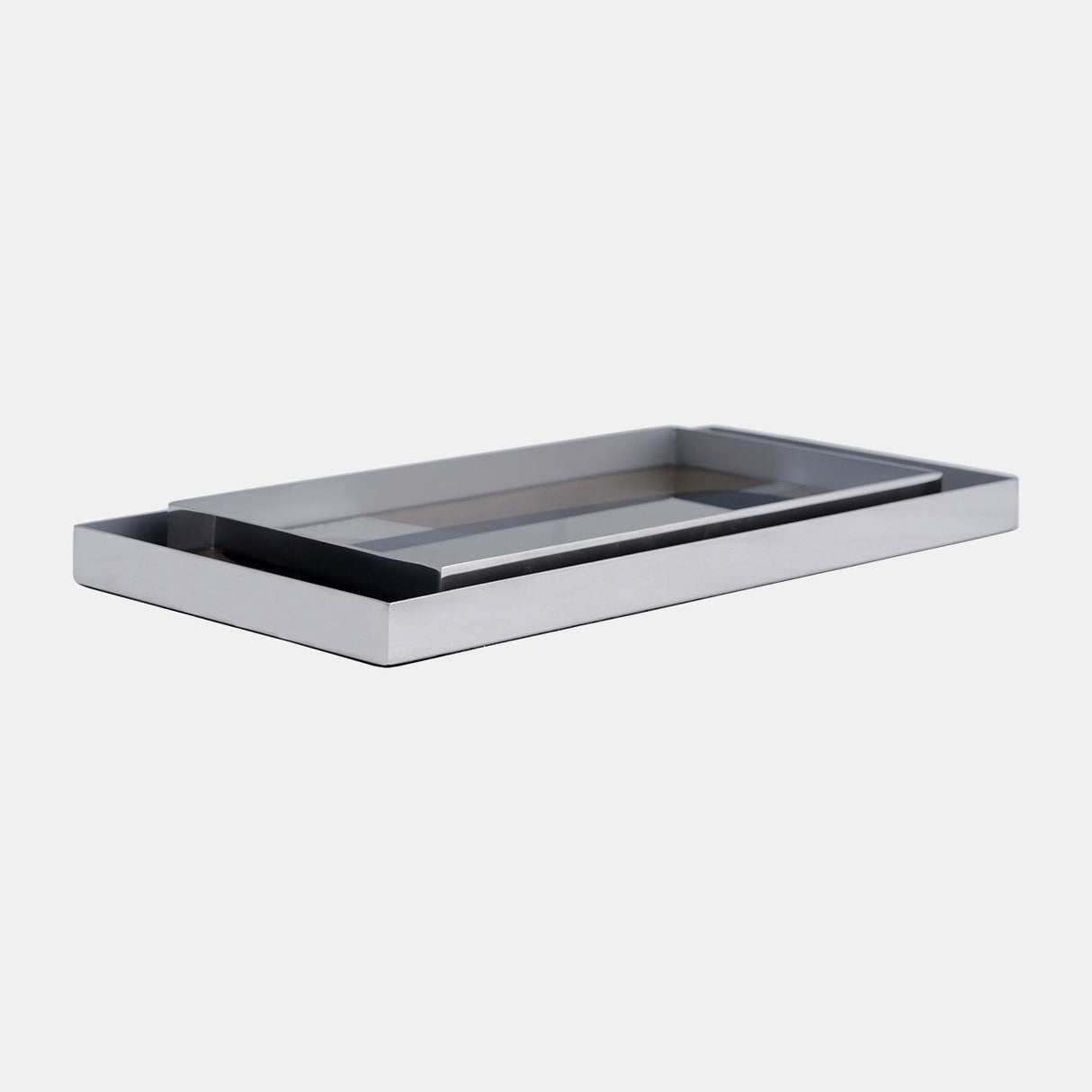 S/2 16/20"l, Metal/glass Tray, Nickel/multi