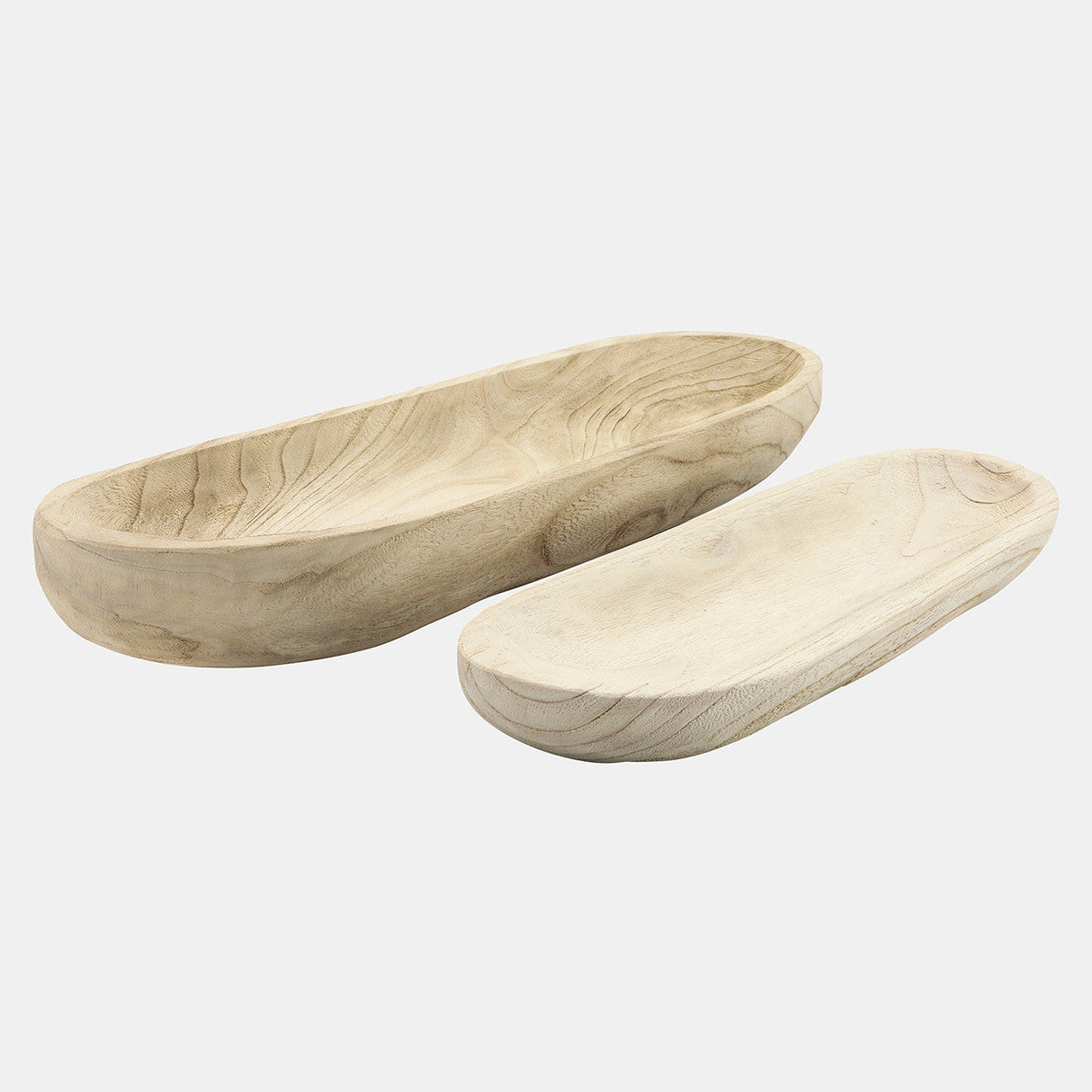 S/2 18/24" Wood Decor Plates, Natural