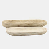 S/2 18/24" Wood Decor Plates, Natural