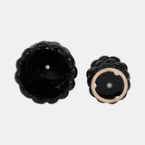 S/2 6/8" Defined Bubble Planters, Black