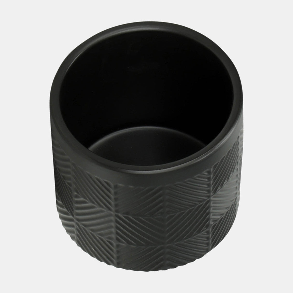 S/2 6/8" Textured Planters, Matte Black