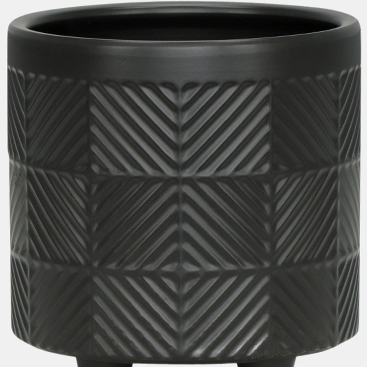 S/2 6/8" Textured Planters, Matte Black