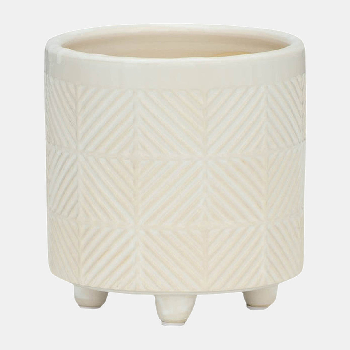 S/2 6/8" Textured Planters, Shiny White