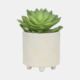 S/2 6/8" Textured Planters, Shiny White