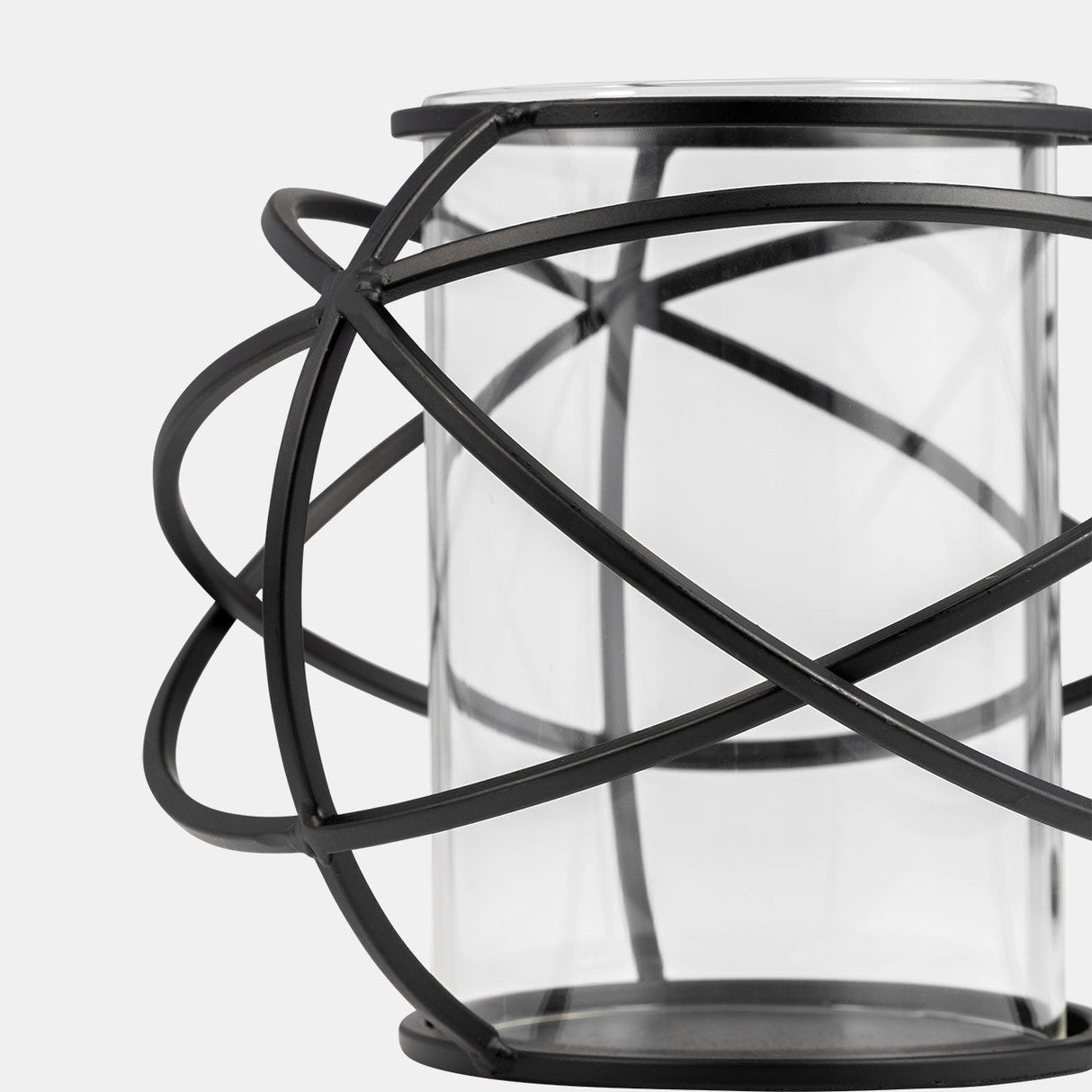 S/2 6" Orb Candle Holder , Black