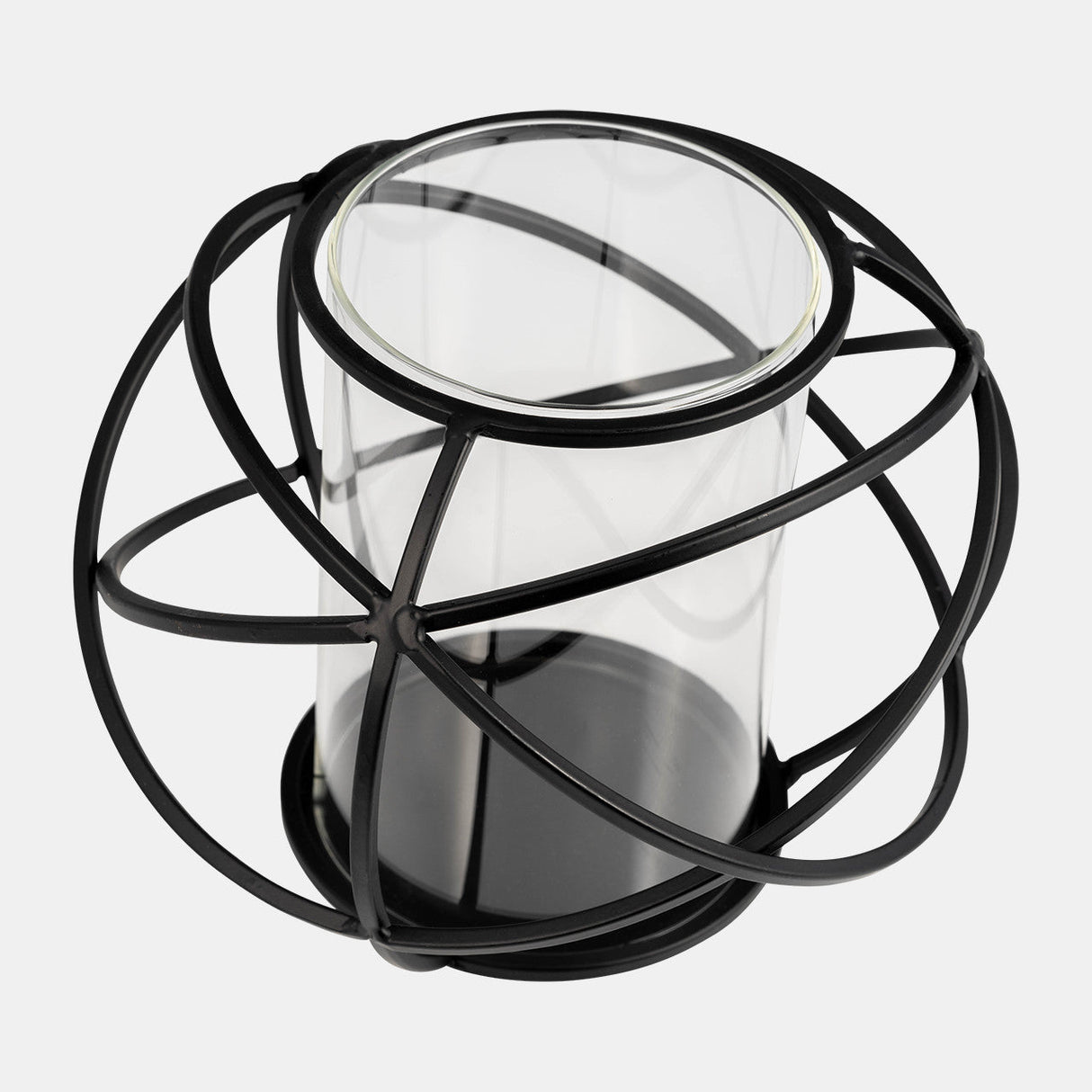 S/2 6" Orb Candle Holder , Black