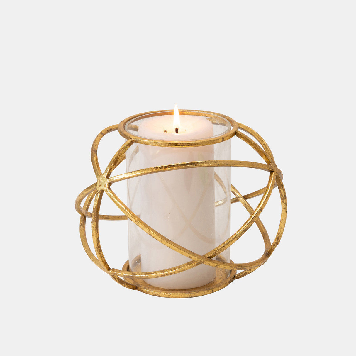 S/2 6" Orb Candle Holder , Gold