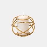 S/2 6" Orb Candle Holder , Gold