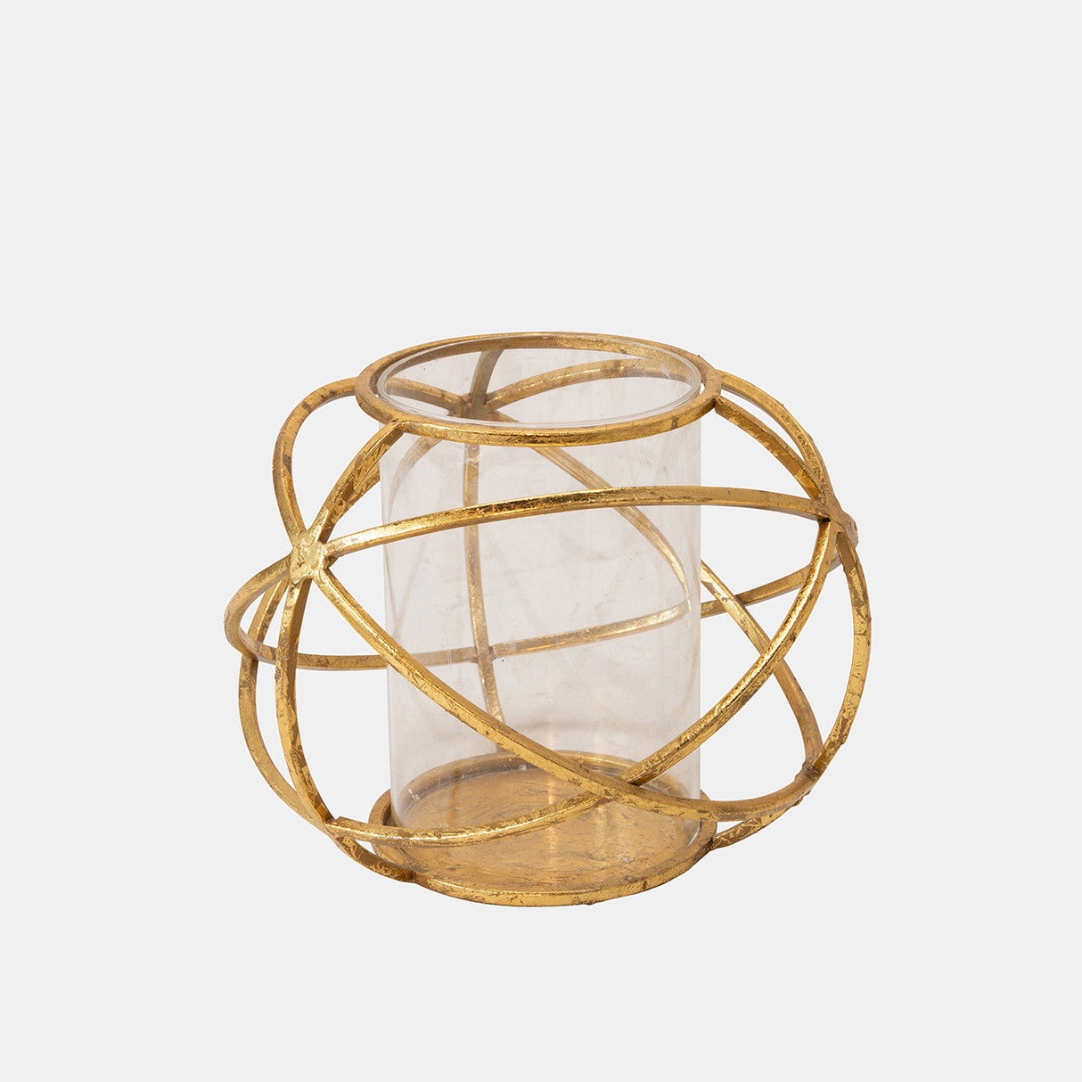 S/2 6" Orb Candle Holder , Gold