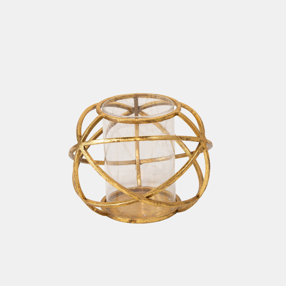 S/2 6" Orb Candle Holder , Gold