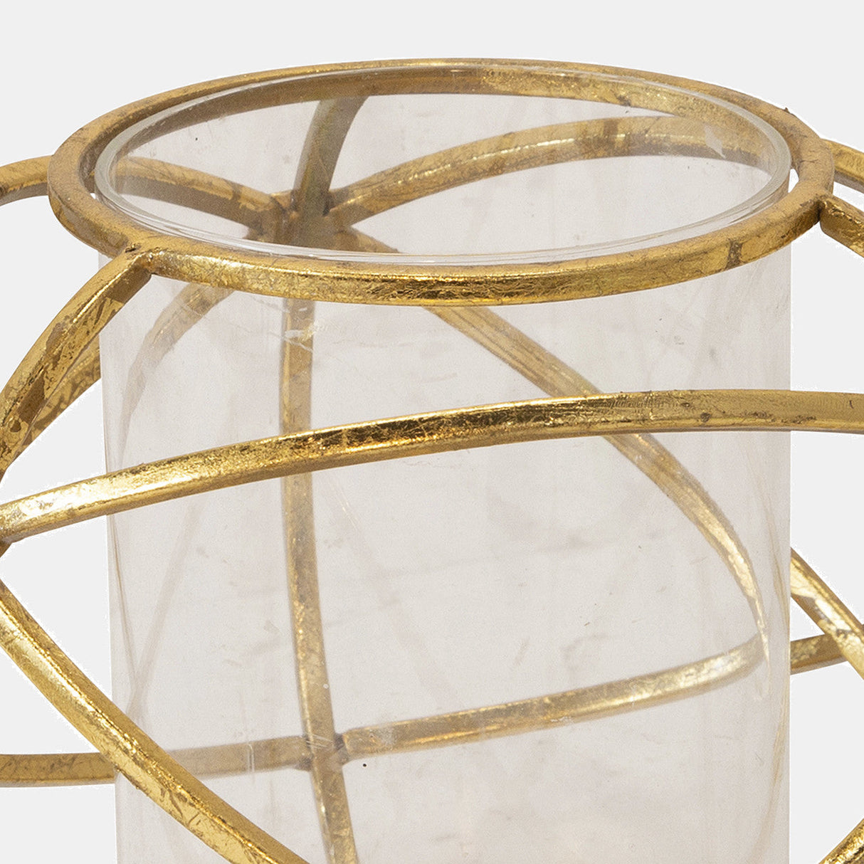 S/2 6" Orb Candle Holder , Gold