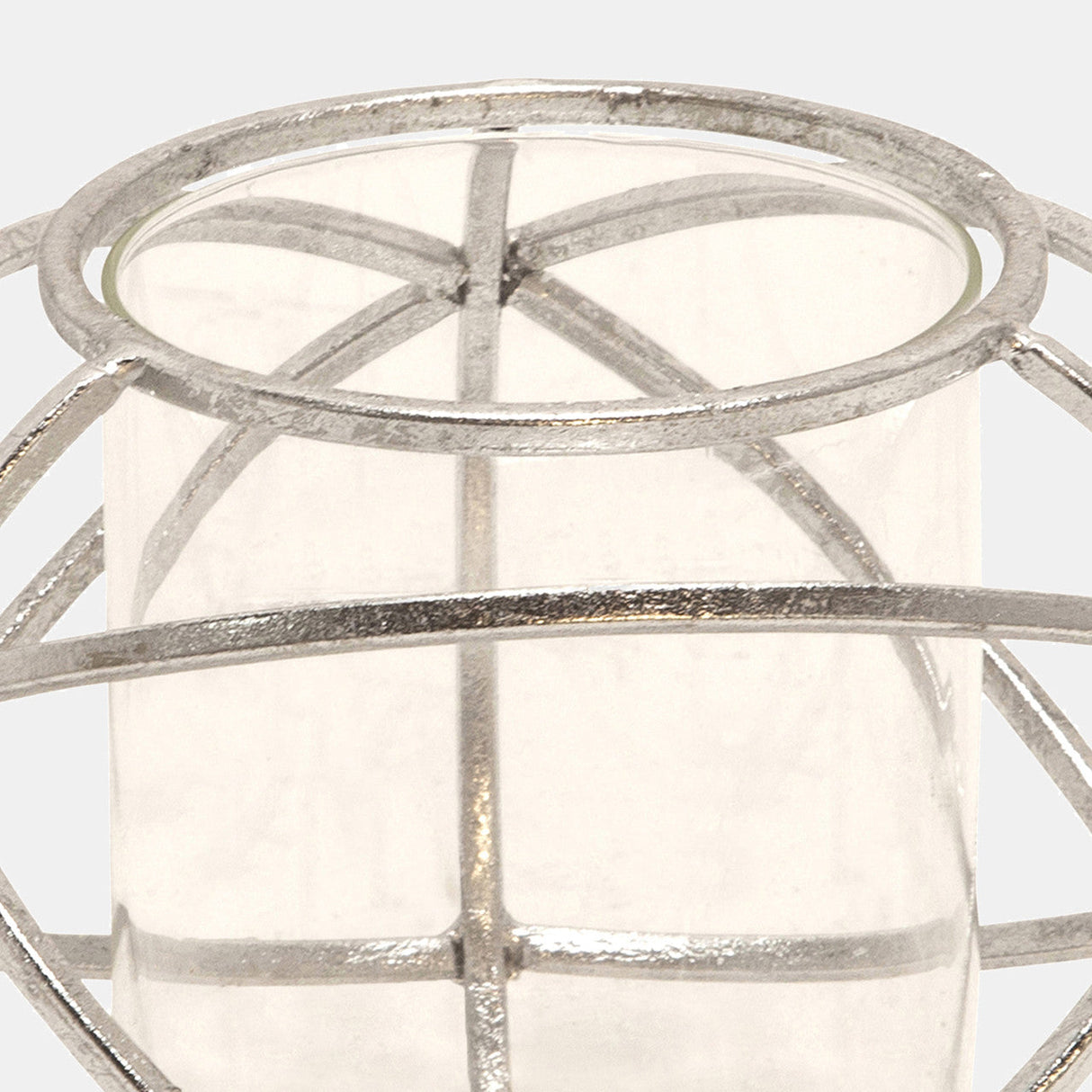 S/2 6" Orb Candle Holder , Silver