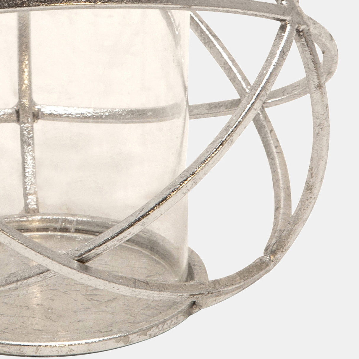 S/2 6" Orb Candle Holder , Silver