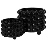 S/2 9/12" Bubble Planters, Black