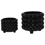 S/2 9/12" Bubble Planters, Black