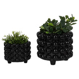 S/2 9/12" Bubble Planters, Black