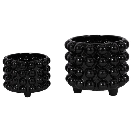 S/2 9/12" Bubble Planters, Black