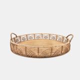 S/2 Bamboo 24/30" Round Trays, Natural