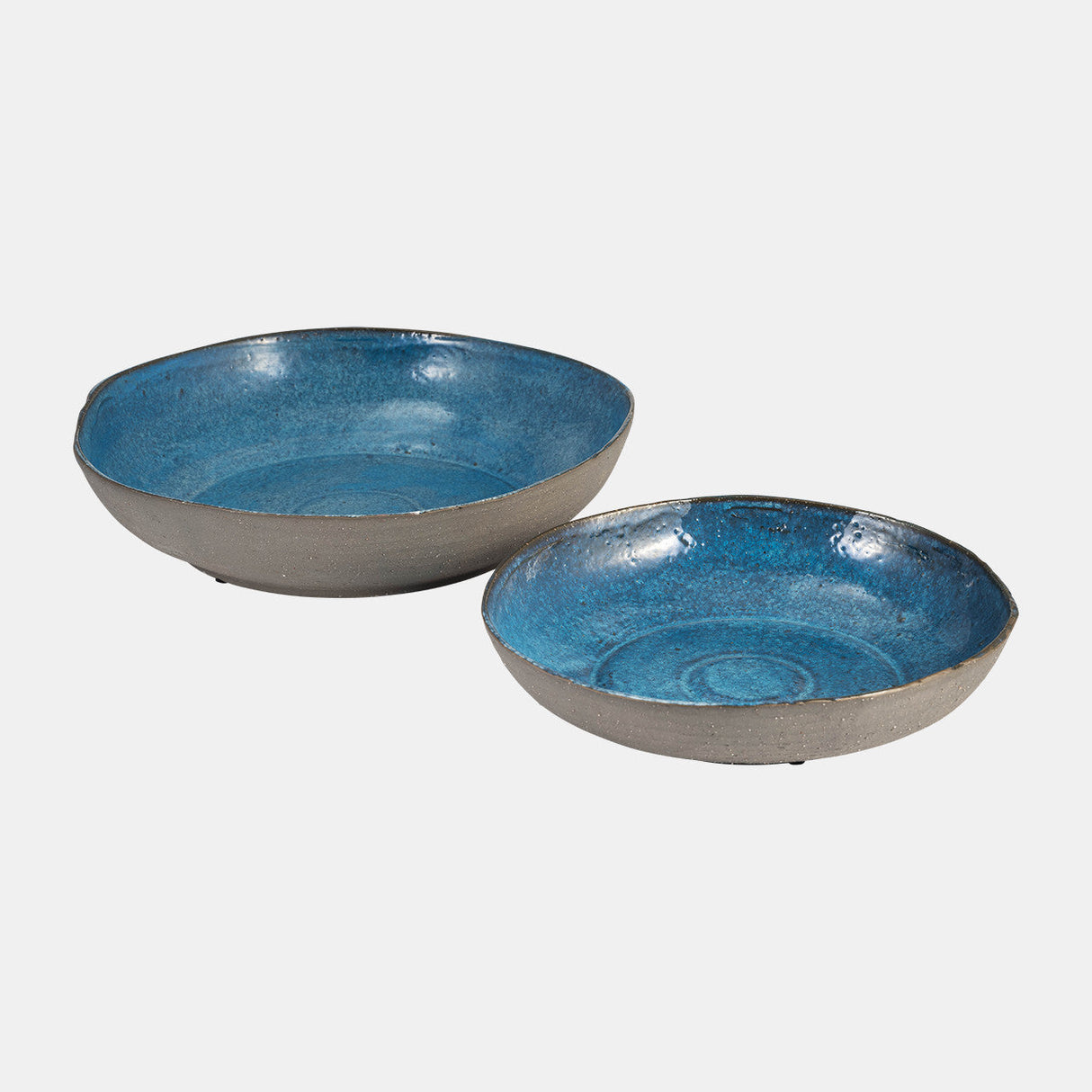 S/2 Ceramic 12/15" Bowls, Blue