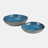 S/2 Ceramic 12/15" Bowls, Blue