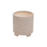 S/2 Ceramic 6/8" Textured Footed Planter, White