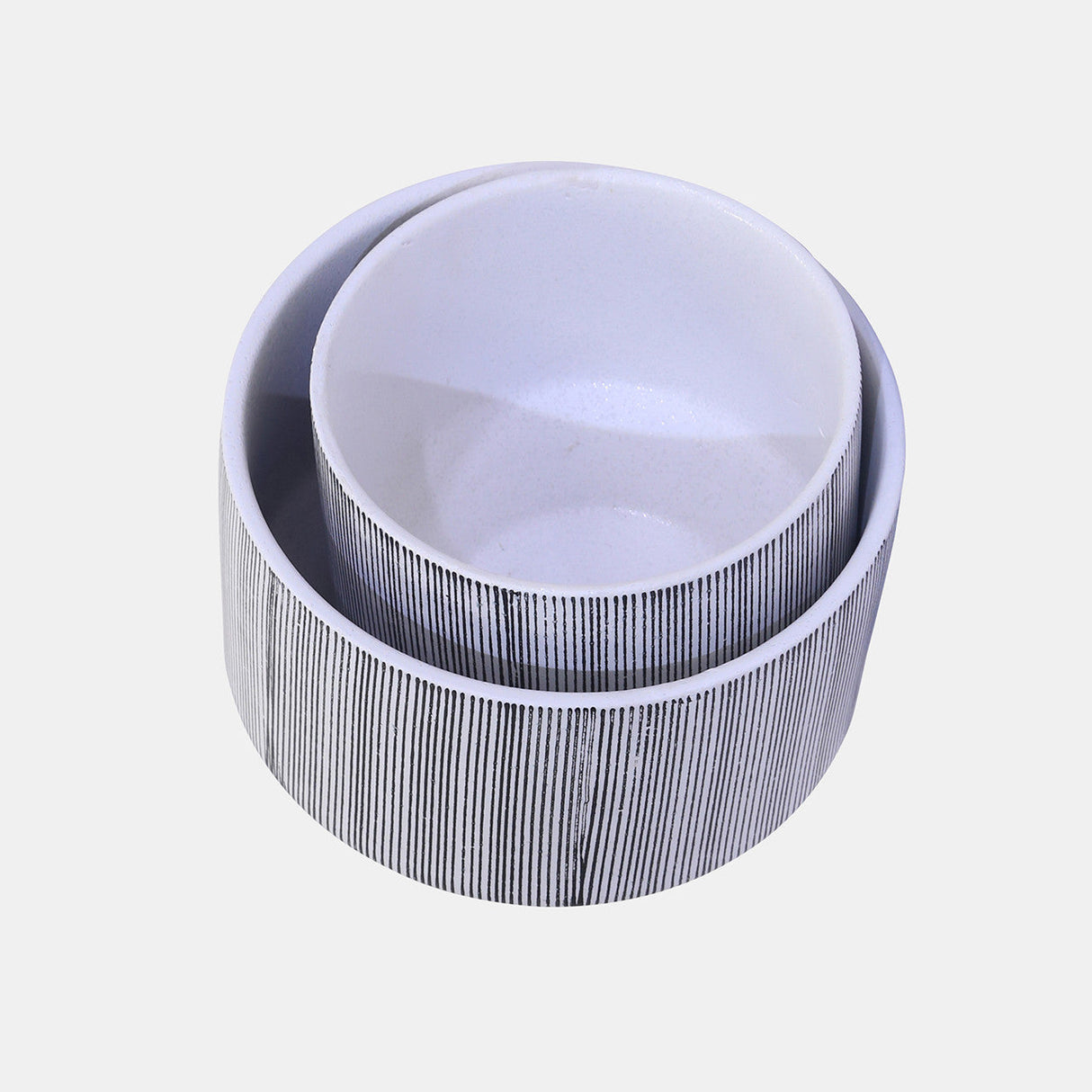 S/2 Ceramic Planters 8.5/6.5"gray Stripe