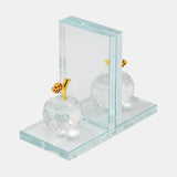 S/2 Crystal Apple Bookends, Clear