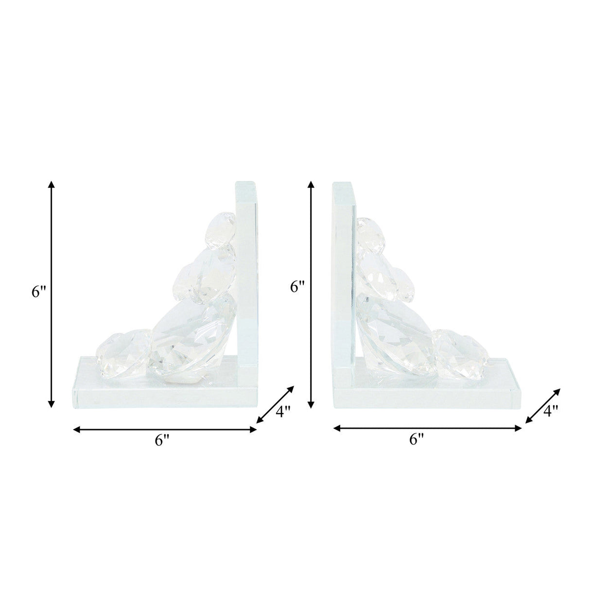 S/2 Crystal Diamond Bookends