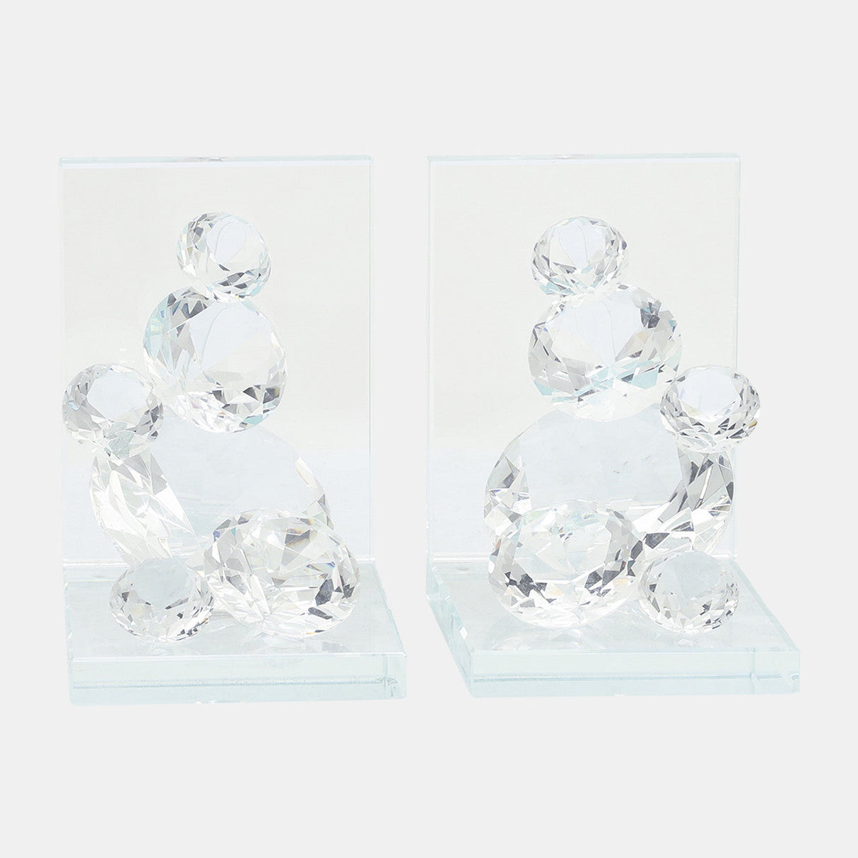 S/2 Crystal Diamond Bookends