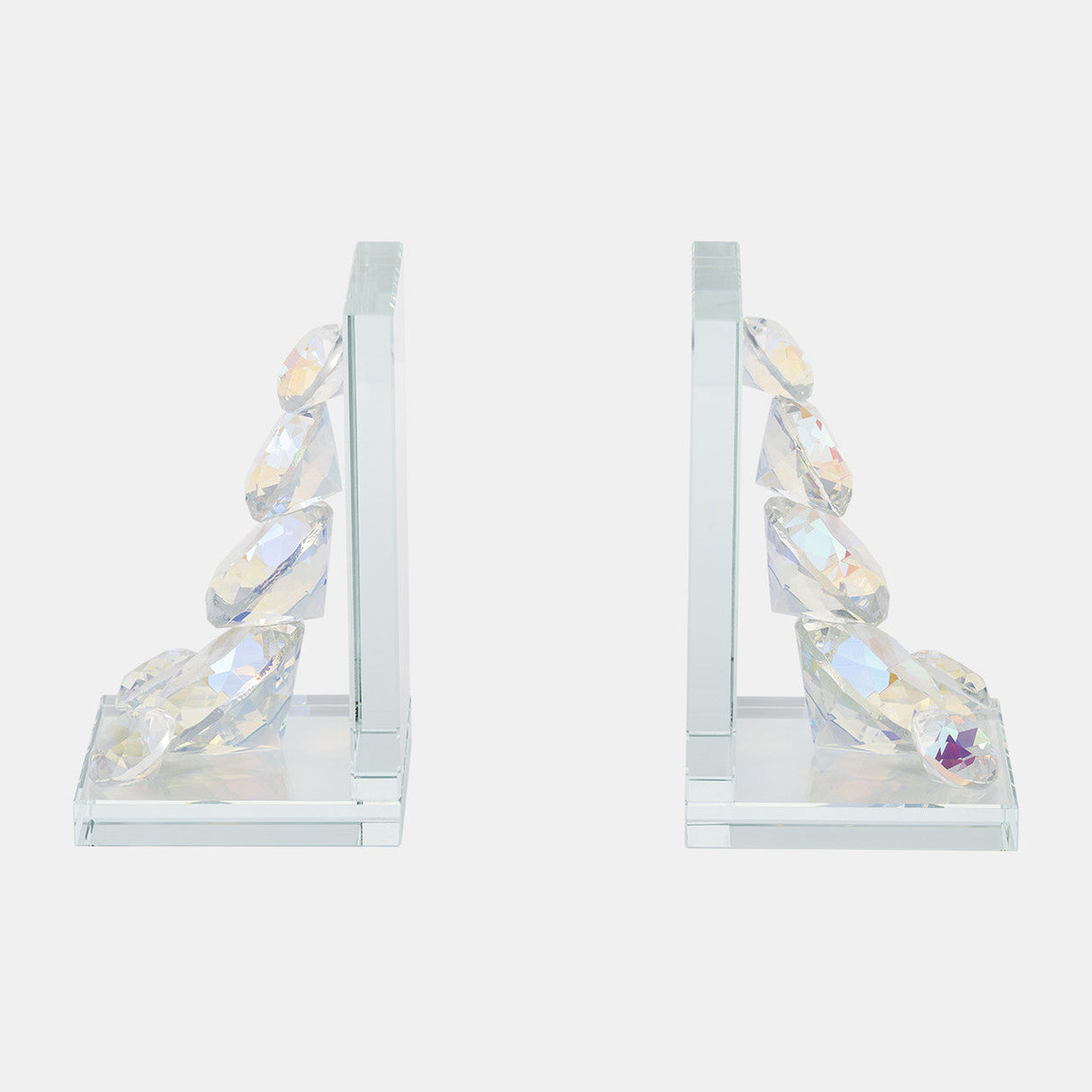 S/2 Crystal Diamond Bookends, Rainbow