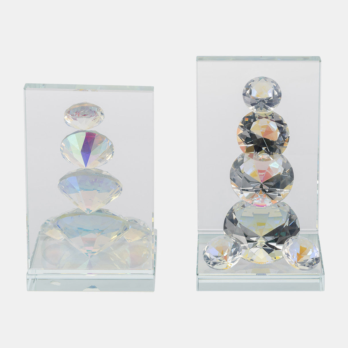 S/2 Crystal Diamond Bookends, Rainbow