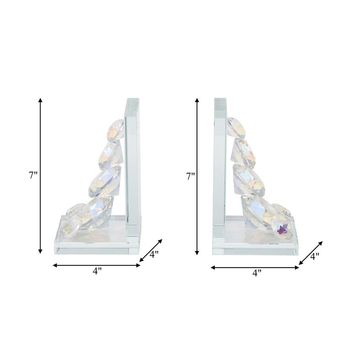 S/2 Crystal Diamond Bookends, Rainbow