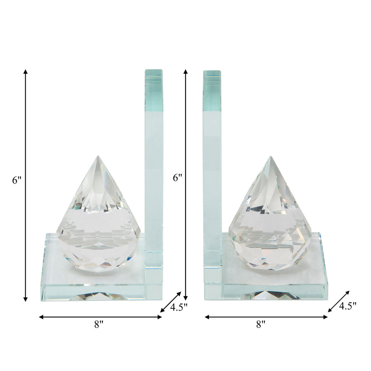 S/2 Crystal Teardrop Bookends