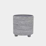 S/2 Footed Planter W/ Lines 6/8", Gray