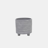 S/2 Footed Planter W/ Lines 6/8", Gray