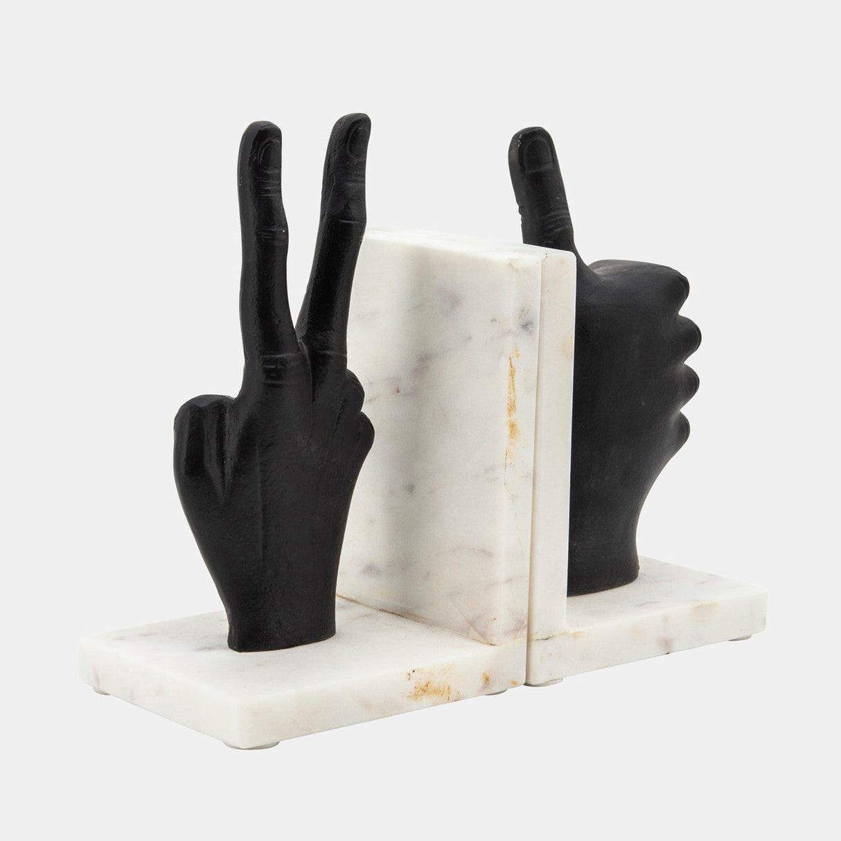 S/2 Hand Sign Bookends, Black