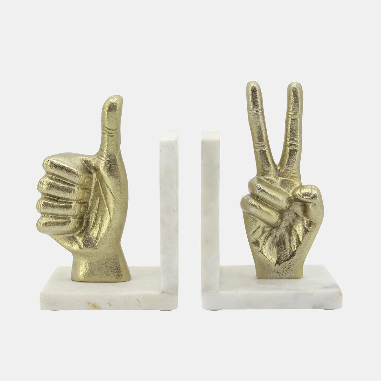 S/2 Hand Sign Bookends, Gold