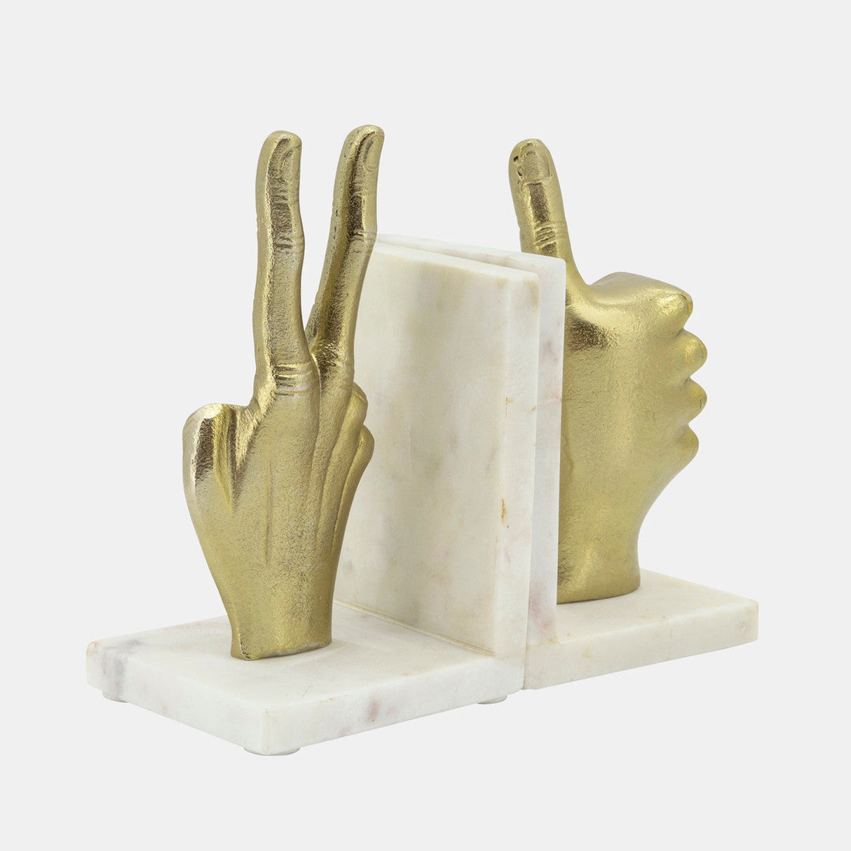 S/2 Hand Sign Bookends, Gold