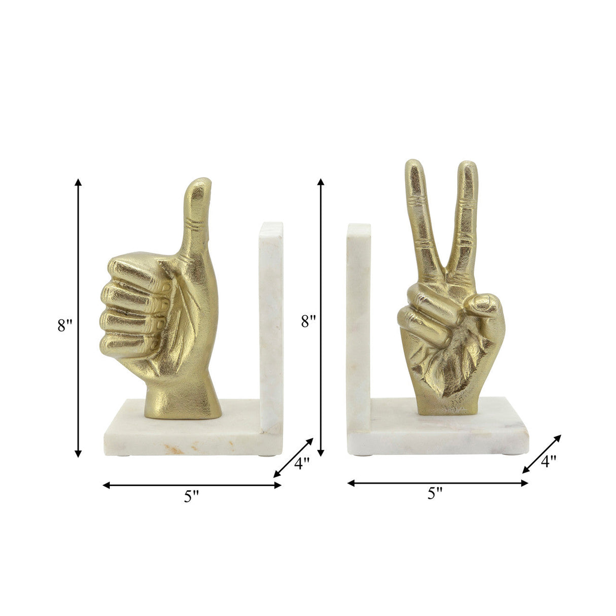 S/2 Hand Sign Bookends, Gold