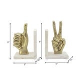 S/2 Hand Sign Bookends, Gold