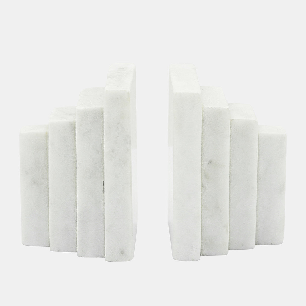 S/2 Marble 5"h Block Bookends, White