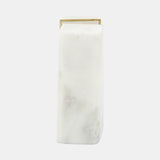 S/2 Marble 6"h Slanted Bookends W/gold Trim,white