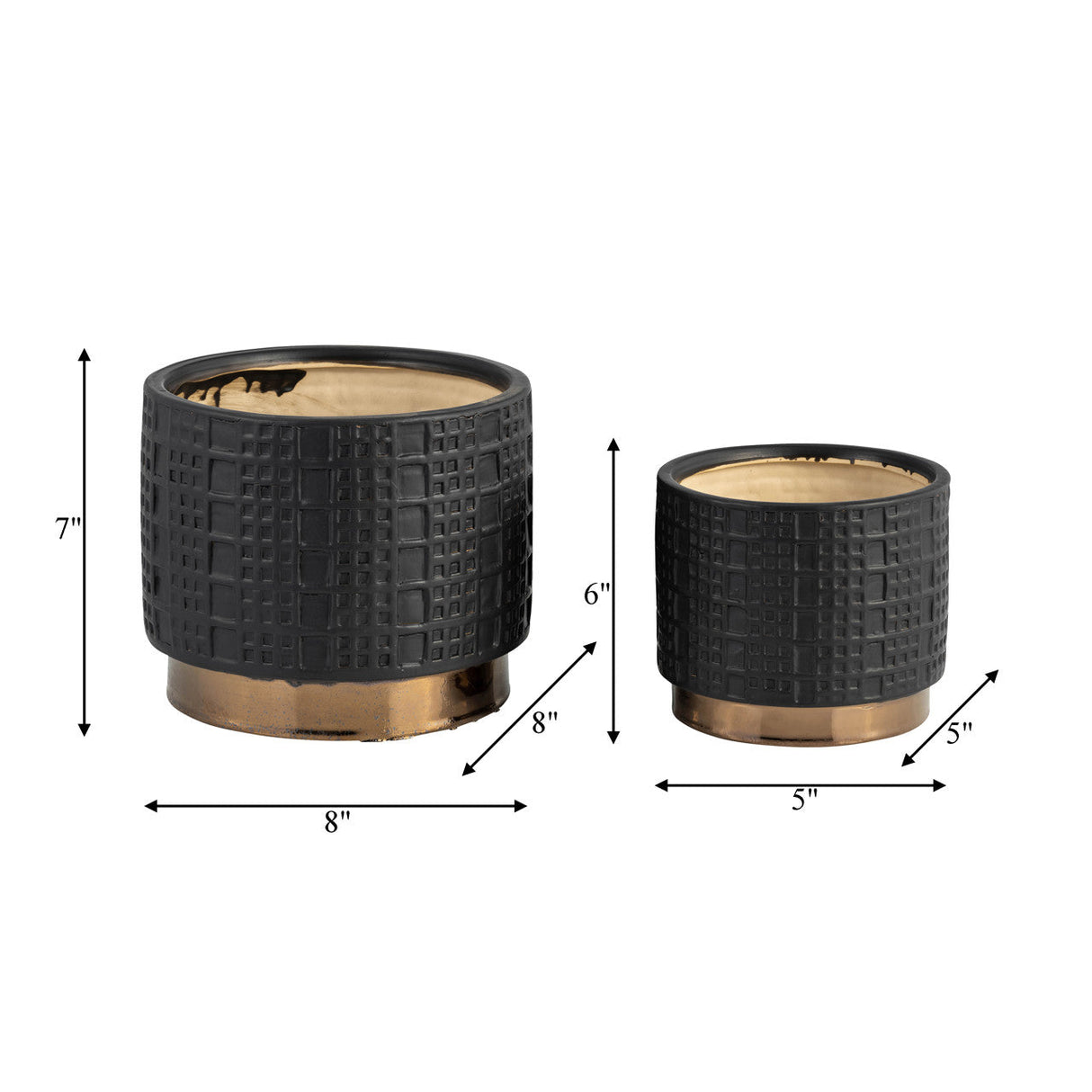 S/2 Mesh Metallic Planters 6/8", Black