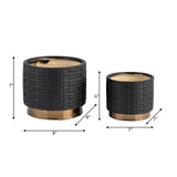 S/2 Mesh Metallic Planters 6/8", Black