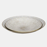 S/2 Metal 18/21" Round Plates, Ivory/champagne