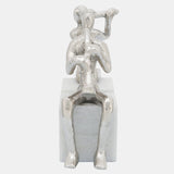 S/2 Metal Musicians On Marble Base, Silver