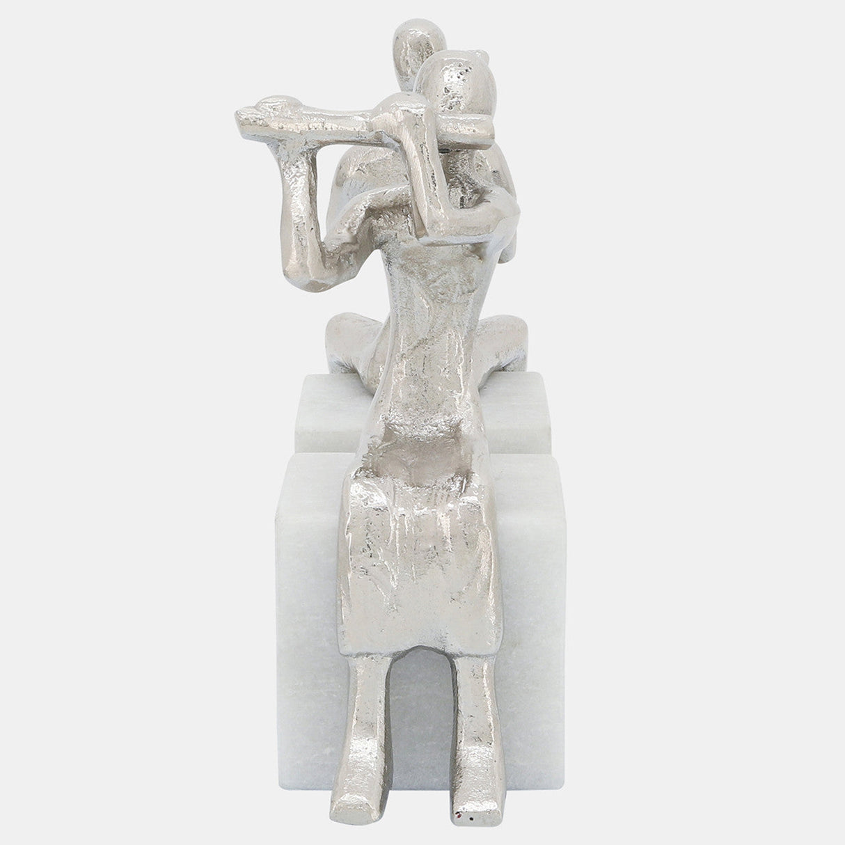 S/2 Metal Musicians On Marble Base, Silver