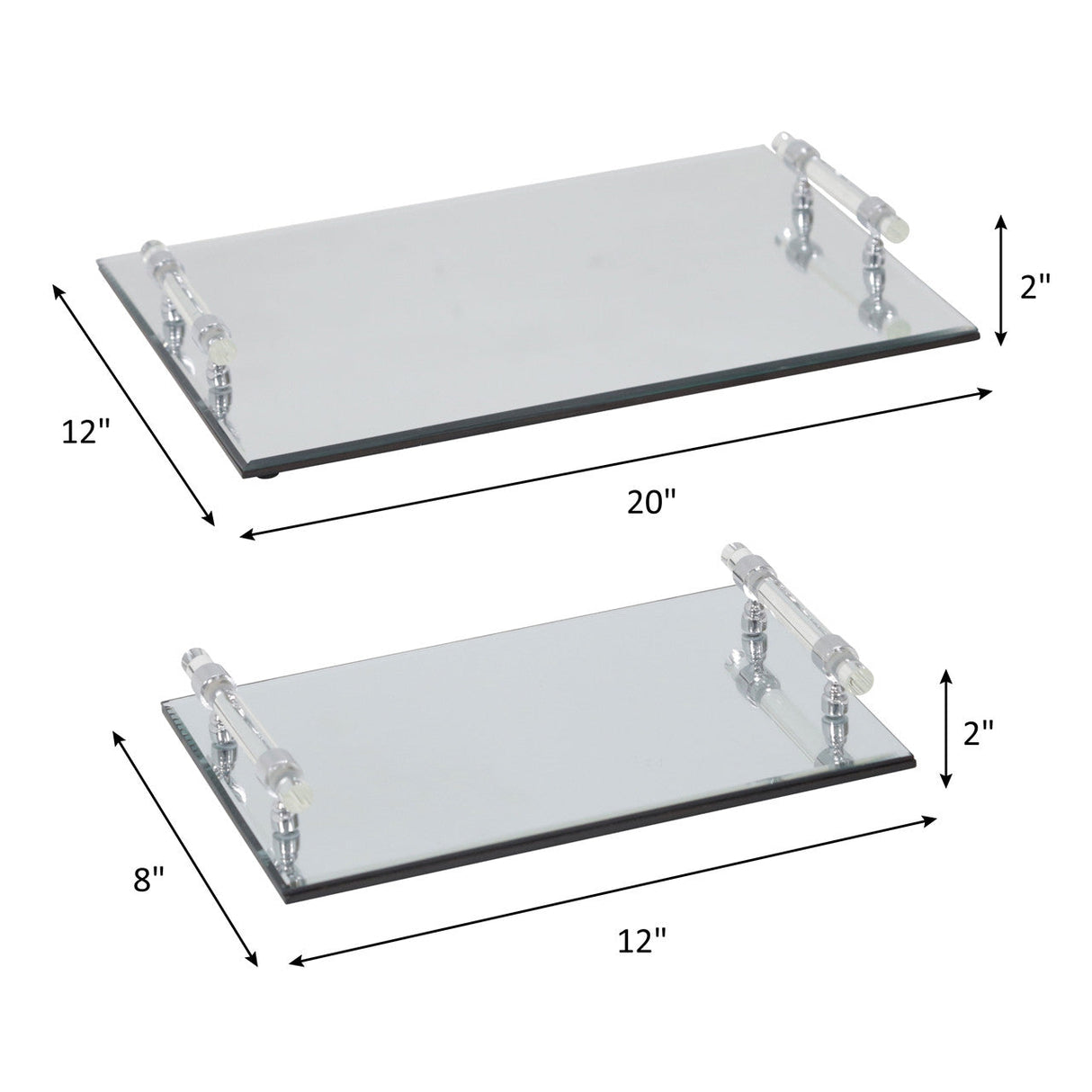 S/2 Mirrored Trays