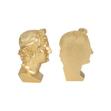 S/2 Resin, 9" Greek Goddess Bookends, Gold